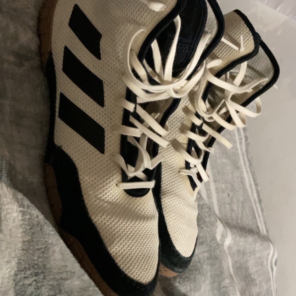 Men’s Adidas Cream and Black Wrestling shoes